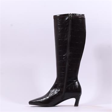 Pedro Anton Xavia Low Heel Long Boot - Brown Croc